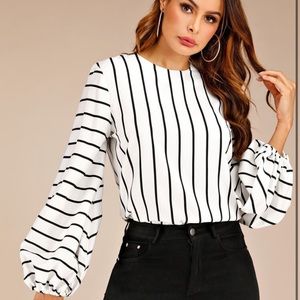 Black and White Striped Blouse